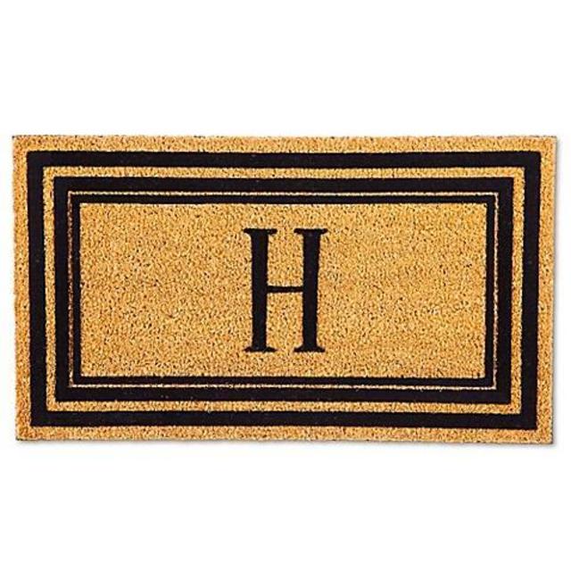 Flocked Monogram Letter "H" Door Mat Insert in Black