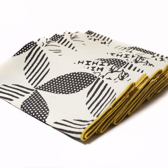 Grey with Yellow Double Wedding Ring Napkins