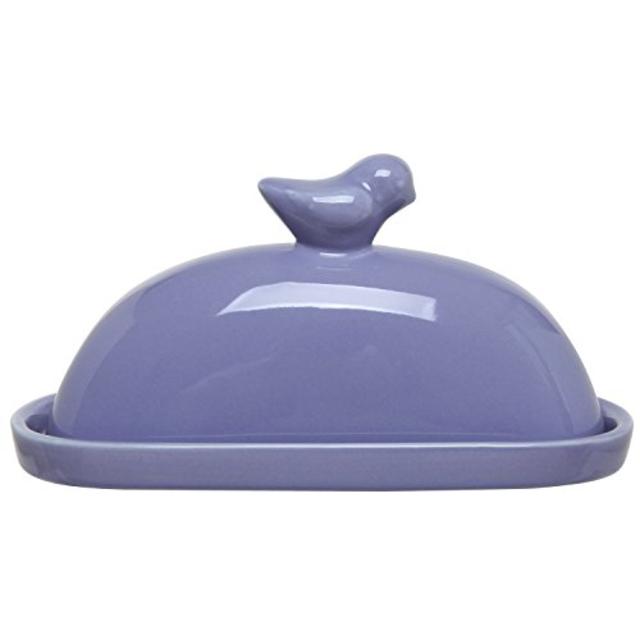 MyGift® Lavender Bird Design Decorative Ceramic Butter Dish and Lid Cover