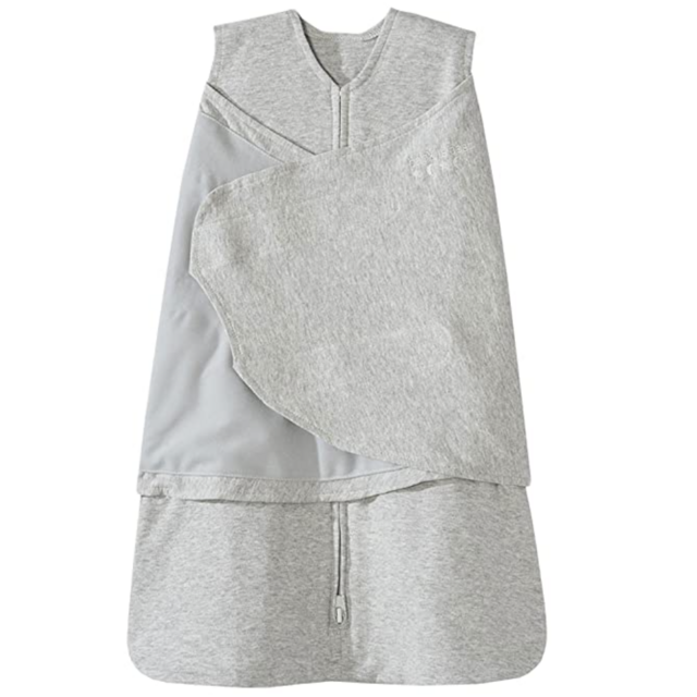 HALO 100% Cotton Sleepsack Swaddle, 3-Way Adjustable Wearable Blanket, TOG 1.5, Heather Grey, Small, 3-6 Months