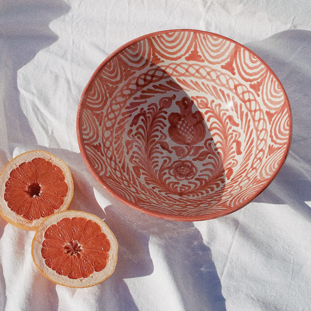 Large bowl with hand painted designs