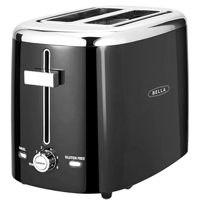 Bella - 2-Slice Extra-Wide/Self-Centering-Slot Toaster - Black With Stainless Steel Accents