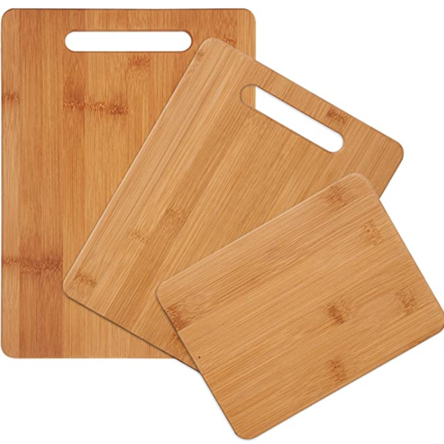 Farberware 3-Piece Bamboo Cutting Board, Set of 3 Assorted Sizes, Brown