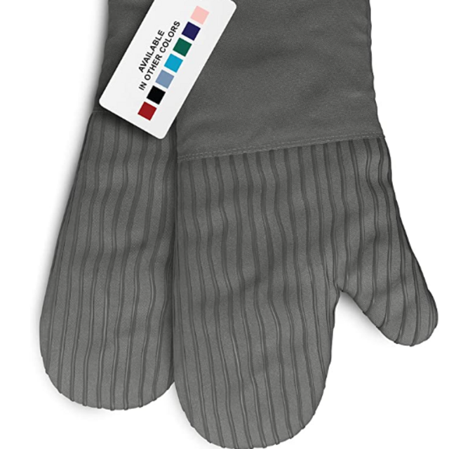 Big Red House Heat-Resistant Oven Mitts - Set of 2 Silicone Kitchen Oven Mitt Gloves, Grey