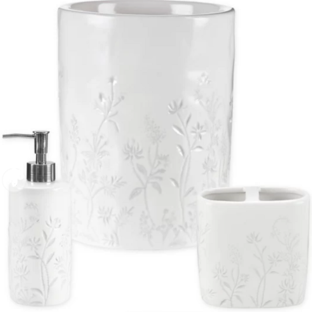 Bee & Willow™ Garden Floral Wastebasket in Grey