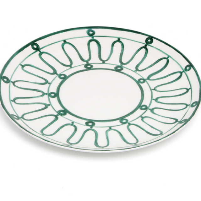 Dinner Plate Green & White Kyma Collection – Land Of Belle