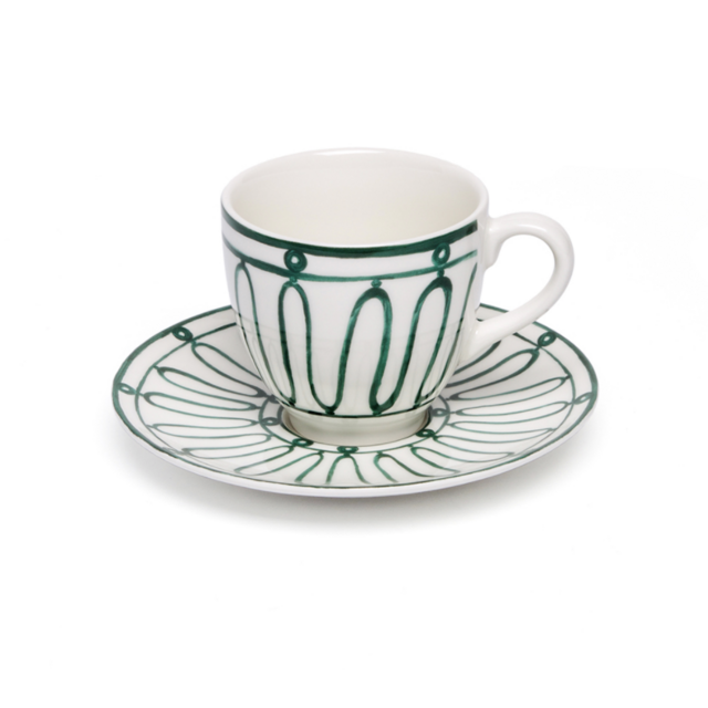 Mug - Green & White Kyma Collection – Land Of Belle