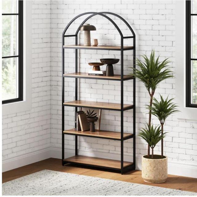 Haven | Arch Bookcase | Oak-Finish Shelves