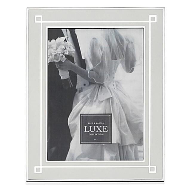 Reed & Barton Luxe Collection 5-Inch x 7-Inch Deco Picture Frame in Silver/White