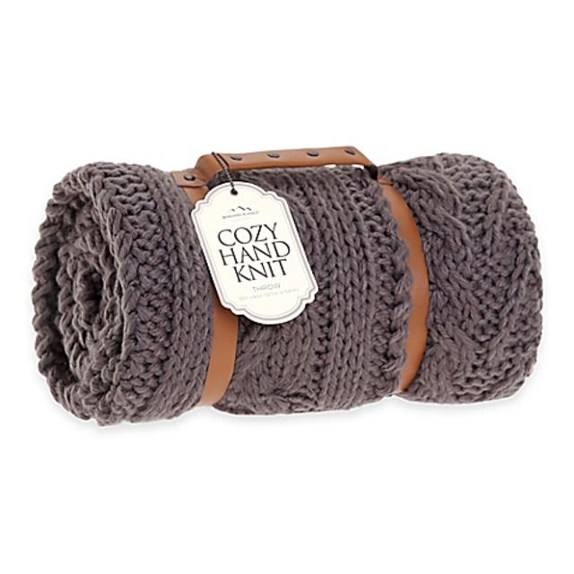 Berkshire Blanket® Cozy Cable Knit Throw in Steel Grey