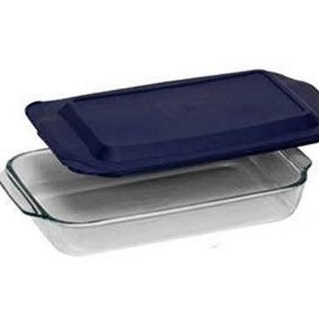 PYREX 3QT Glass Baking Dish with Blue Cover 9" x 13" (Pyrex)