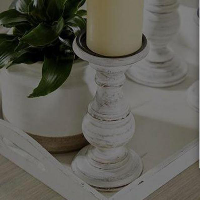 Deco 79 Distressed White Wood Candle Holders with Spiked Candle Plates, Traditional Style Table Decor, White Candlesticks Accent Decor | Set of 3: 4”, 6”, 8”