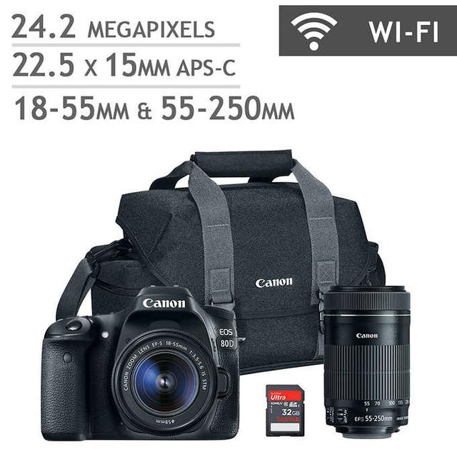 Canon EOS 80D DSLR Camera 2 Lens Bundle