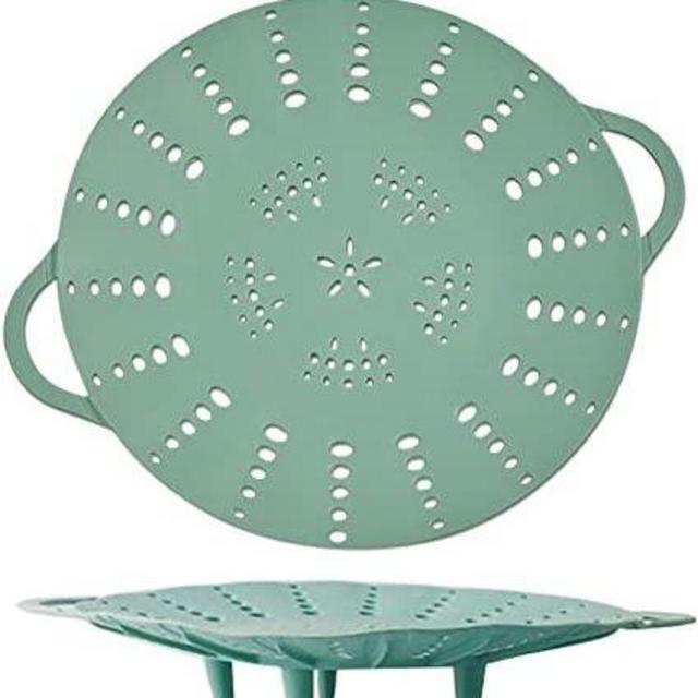 1 Pack Steamer Basket - Silicone Vegetable Steamer Basket with Durable Handles & Strong Feets Compatible with 6 Qt and 8 Qt Cooking Pots