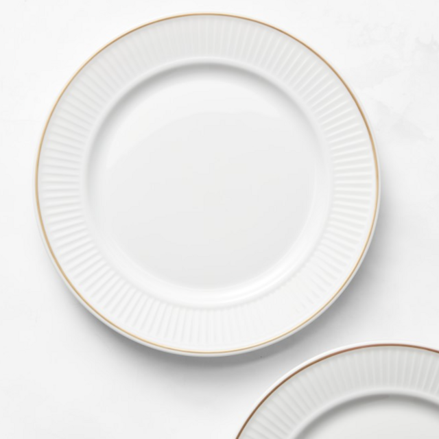 Pillivuyt Plisse Gold Porcelain Salad Plates, Set of 4