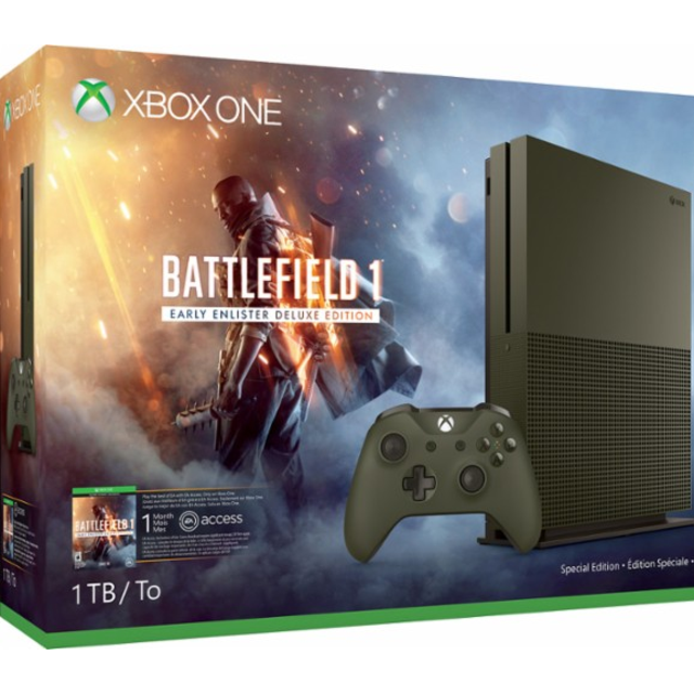 Microsoft - Xbox One S 1TB Battlefield™ 1 Special Edition Console Bundle - Military Green