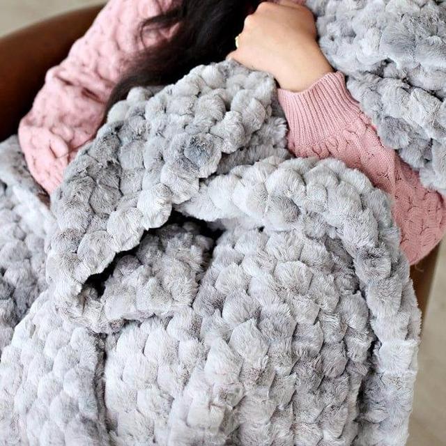 Minky Belgian Waffle Blanket (Adult - Pewter)