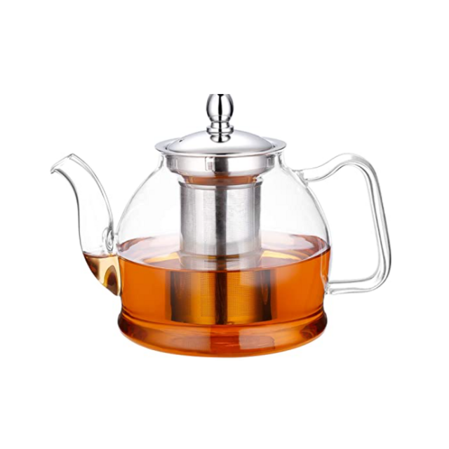 Hiware 1000ml Glass Teapot with Removable Infuser, Stovetop Safe Tea Kettle, Blooming and Loose Leaf Tea Maker Set