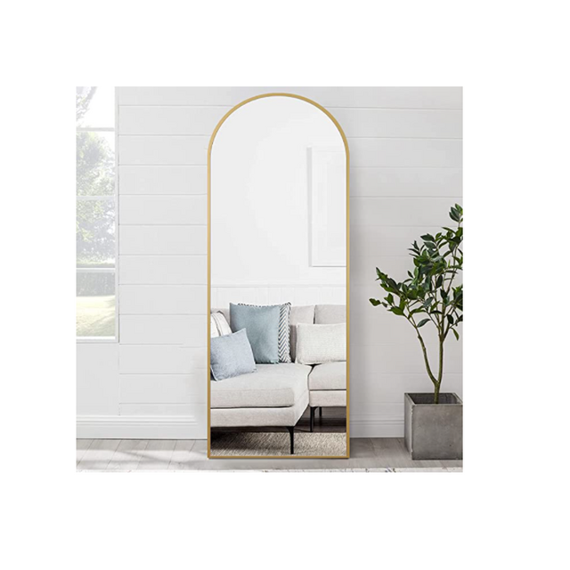 GOLD - PexFix Full Length Wall Mounted Mirror 65”x22” Sleek Arched Top Design Free Standing Hanging or Leaning Against Wall Dressing Large Mirror for Bedroom - Gold