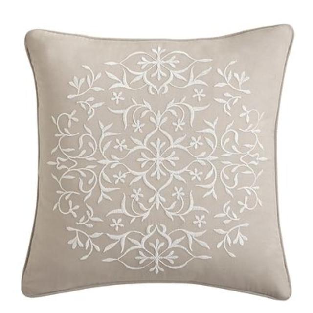 Dove Lace Embroidered Decorative Pillow - 16" Square