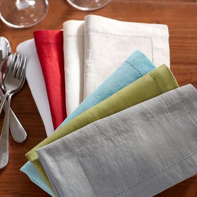 PB Classic Belgian Flax Linen Hemstitch Napkin, Set of 4