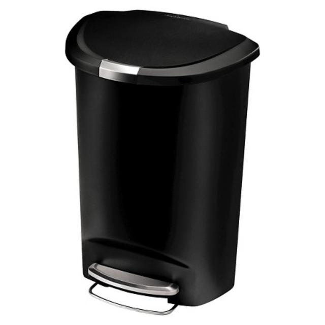 simplehuman studio 50 Liter Plastic Semi-Round Step Trash Can - Black