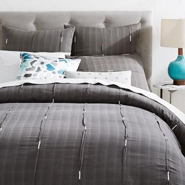 Silver Stitch Pleat Duvet Cover + Shams