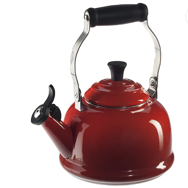 Le Creuset Enamel On Steel Whistling Tea Kettle, 1.7 qt., Cerise