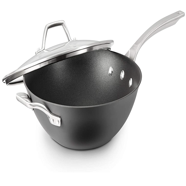Calphalon Signature Hard-Anodized Nonstick 12-Inch Flat Bottom Wok with Cover