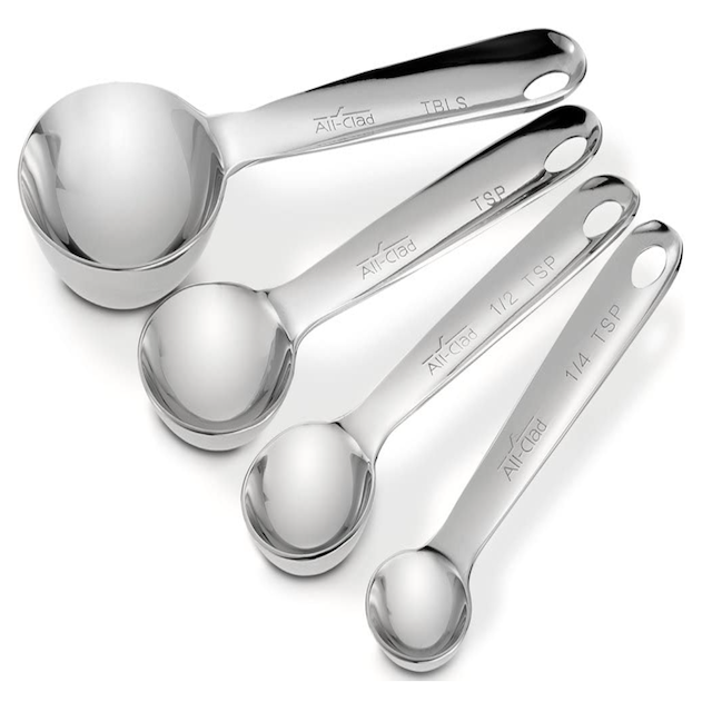 All-Clad 59918 Stainless Steel Measuring Spoon Set, 4-Piece, Silver