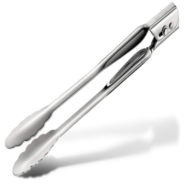All-Clad T112 Stainless Steel 12-Inch Locking Tongs Kitchen Tool, 12-Inch, Silver