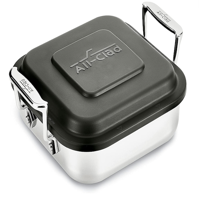 All-Clad Specialty Cookware Stainless Steel and Plastic Square Covered Baking Pan 8 x 8 Inch Rounded Edges, Upright Handles, BPA Free Plastic Lid, Oven Broil Safe 600F Pots and Pans