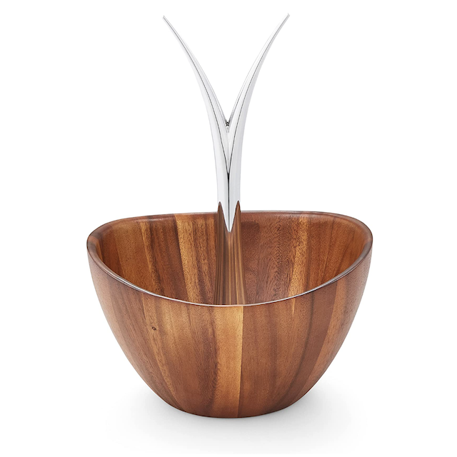 nambe Fruit Tree Bowl | Fruit Basket with Banana Hanger | Large Decorative Wooden Fruit Bowl for Kitchen Counter or Centerpiece Table Décor | Made of Acacia Wood and Metal Alloy | 12-Inch