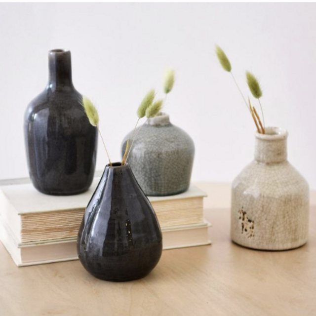 Storied Home Decorative Stoneware Vases, Set of 4