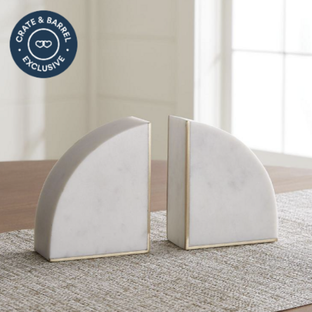 Crate and Barrel White Marble Bookends, Set of 2