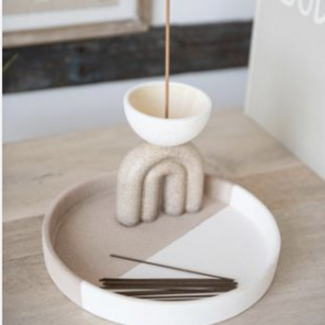 Bloomingville Rustic Two-Tone Stoneware Incense Burner