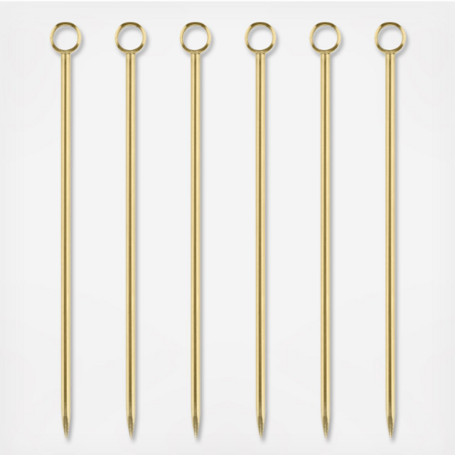 Viski Gold Cocktail Picks, Set of 6 Stainless Steel Drink Picks