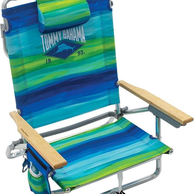Tommy Bahama 5-Position Classic Lay Flat Folding Backpack Beach Chair
