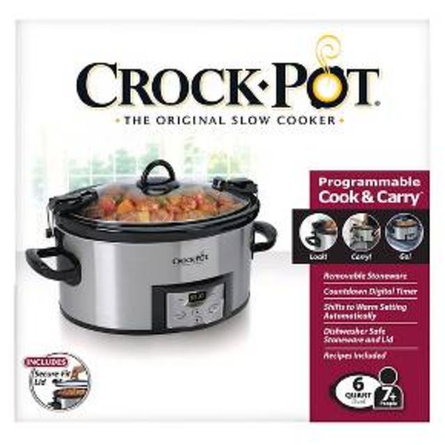 Product description page - Crock-Pot® 6-Quart Programmable Cook & Carry™ Slow Cooker- Silver, SCCPVL610-S-A