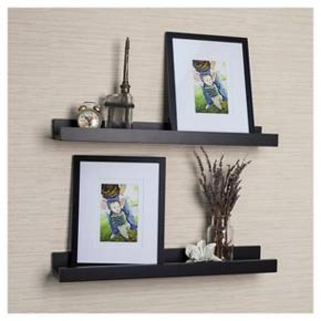 Product description page - Danya B. Ledge Shelves with 2 Photo Frames – Set of 2 – Black