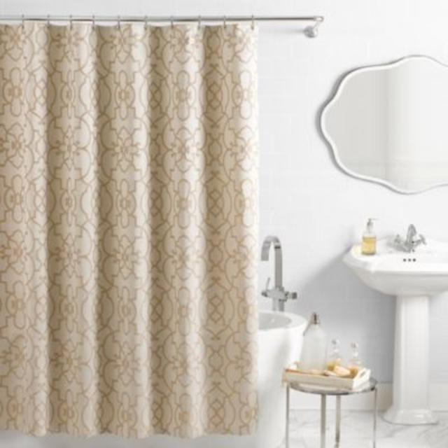 Vue® Signature Iron Gates Jacquard Shower Curtain in Ivory/Tan