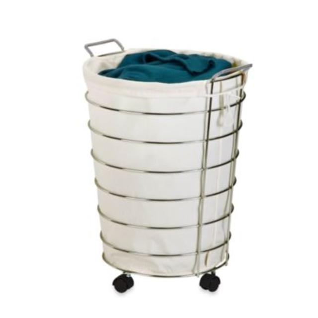 Honey-Can-Do® Rolling Laundry Hamper in Canvas/Chrome