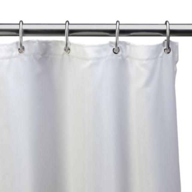 Hotel White Fabric Shower Curtain Liner