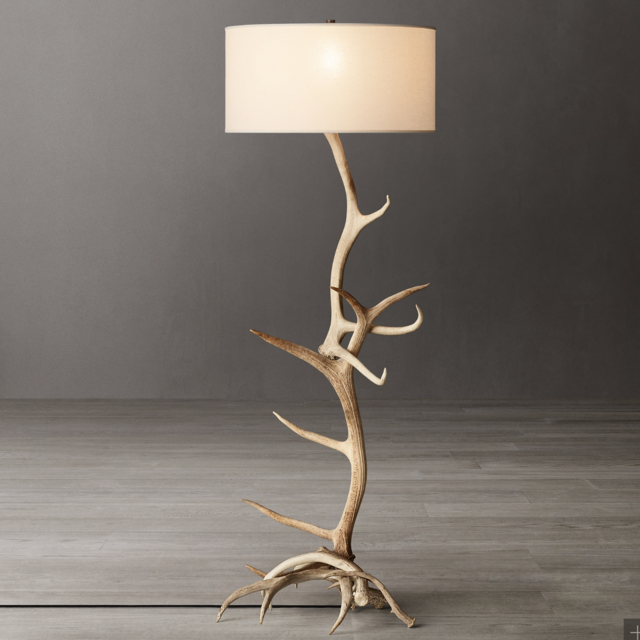 RH NATURAL DEER ANTLER FLOOR LAMP