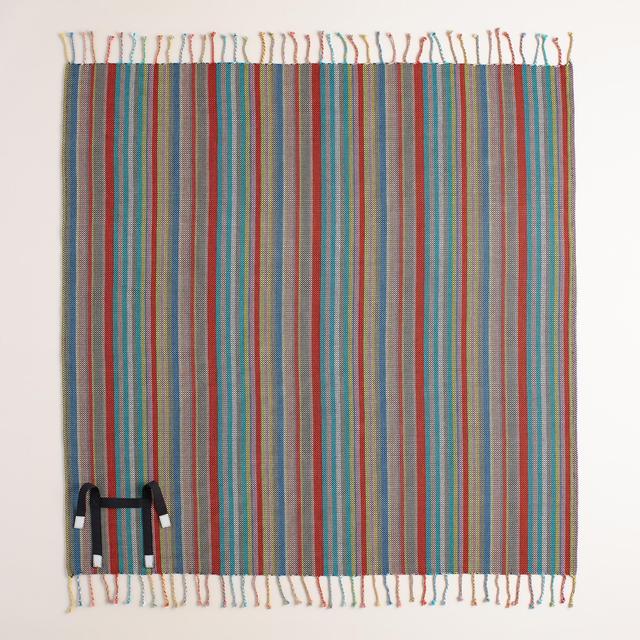 Multicolor Stripe Cotton Picnic Blanket