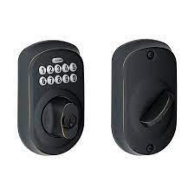 Aged Bronze - Schlage Plymouth Electronic Keypad Single Cylinder Deadbolt
