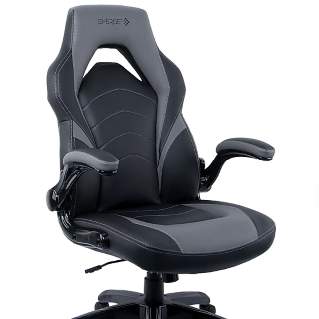 Staples Emerge Vortex Bonded Leather Gaming Chair, Black and Gray (52503)