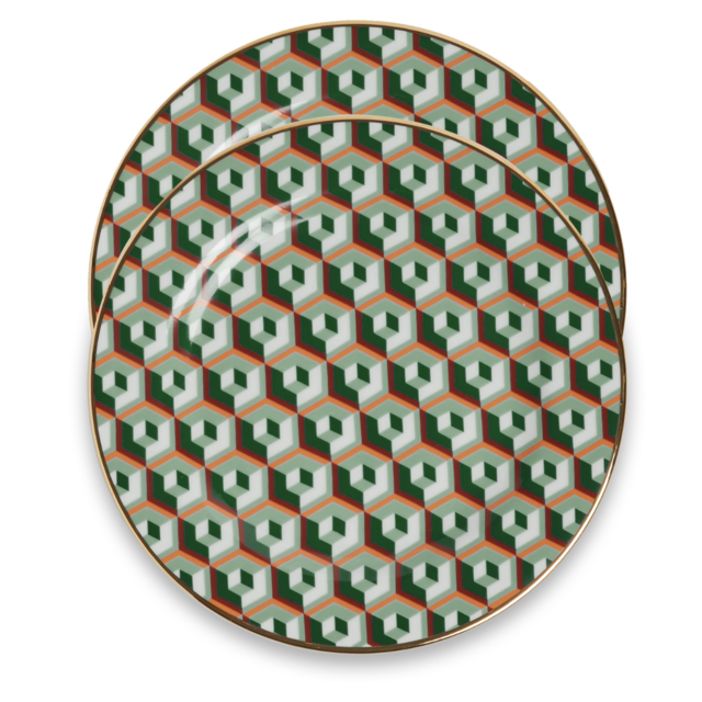 Set-Of-Two Porcelain Dessert Plates