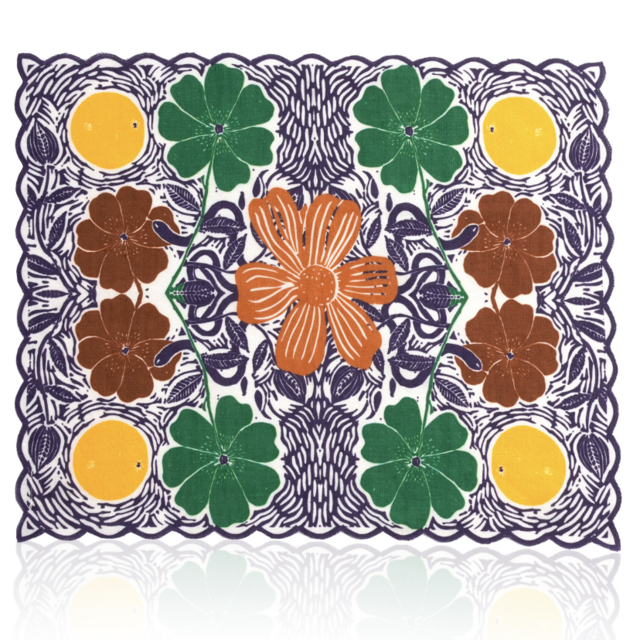 Set-Of-Four, Etched Flower Placemats
