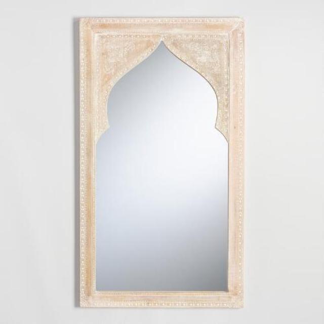 Whitewash Wood Mehrab Asana Wall Mirror